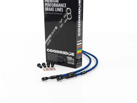 Goodridge 01-02 Triumph T955i Electric Blue Rear SS Brake Lines w Black Fittings Cheap