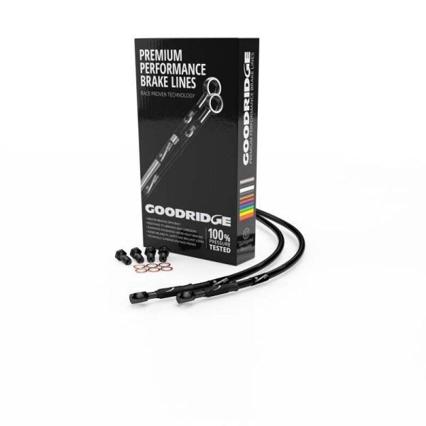 Goodridge 06-15 Triumph Street III 675 Black Race Front SS Brake Lines w Black Fittings For Sale