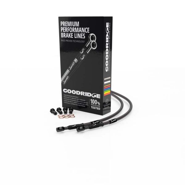 Goodridge 93-99 Triumph Tiger 855 CARB Carbon Rear SS Brake Lines w Black Fittings Online now